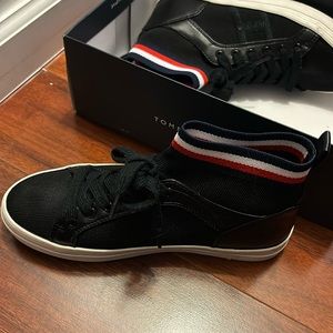 Tommy Hilfiger high top navy blue knit sneaker